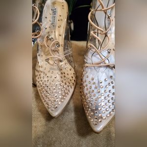 NWOT- Clear Stone Accented Booties